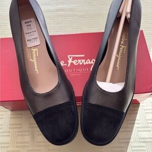 Salvatore Ferragamo Black Mesh Flats